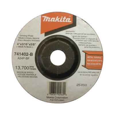 Disco abrasivo de desbaste para metal de 4 1/2 eje 7/8" espesor 6mm