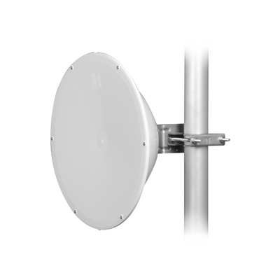 Antena direccional de Alto Rendimiento/ Parábola profunda para mayor aislamiento al ruido / 24.5 dBi / (4.9 - 6.4 GHz) / Conectores N-Hembra / Fácil Montaje y Soporte de acero inoxidable / Radomo Incluido