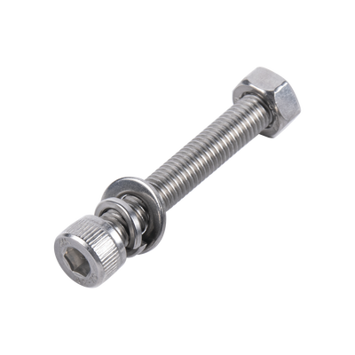 1 Tornillo Allen Milimétrico de Acero Inoxidable  M8-1.25 x 65/ Con 1 Tuerca, 1 Arandela de Presión y 1 Plana / Para Montajes de Módulos Foto Voltaicos .