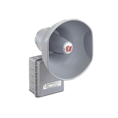 AudioMaster® Altavoz de bocina reentrante para megafonía y anunciamiento publico, 30W de Potencia, Listado contra incendios UL, Color Gris