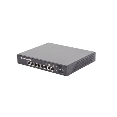 Switch EdgeMAX Administrable de 8 Puertos Gigabit con PoE+/PoE Pasivo 24V + 2 Puertos SFP, 150 W