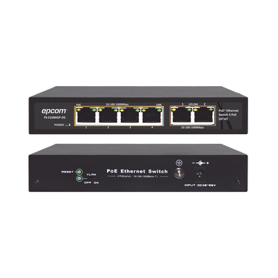 Switch PoE / 100 Metros PoE / 4 puertos 802.3af /at 10/100/1000 Mbps + 2 puerto uplink