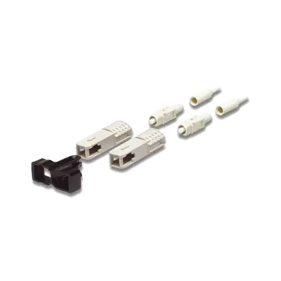 Conector de Fibra Óptica SC Duplex, Epoxico, Fibra Recubierta, Multimodo, Botas Color Negro y Beige (No pre-pulido)