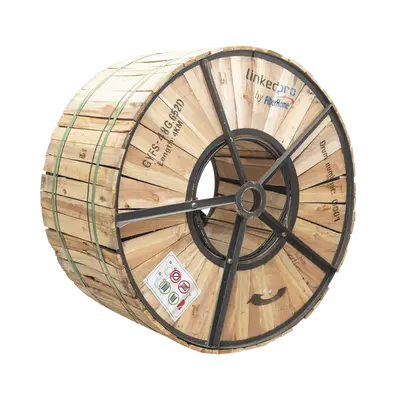 Carrete de 4 km de Fibra Óptica para Exterior G.652D, Armada, Monomodo de 48 Hilos, Loose Tube, Color Negro, Para Instalación en Ducto Subterráneo o Enterrado Directo