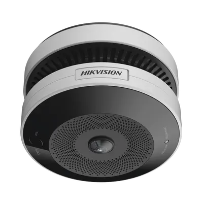 (HikFire) Mini Fisheye IP 4 Megapixel con Detector de Humo Puntual  / Autónomo / Entrada y Salida de Alarma / 15 mts IR / PoE / WDR 120 dB / Alarma de 85 dB / MicroSD 128GB / Compatible con Hik-Connect