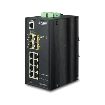 Switch Industrial Administrable de 8-Puertos 10/100/1000T + 4-Puertos 100/1000X SFP