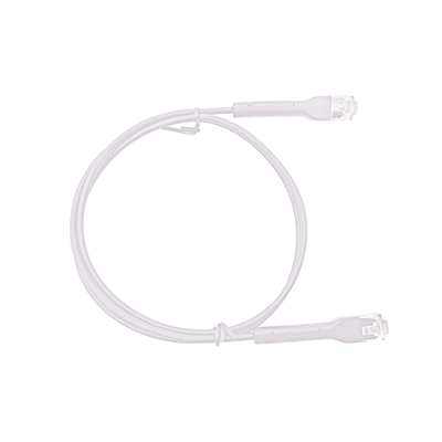 Mini Patch Cord Cat6A Ultra Slim 15 cm Blanco – Ahorra Espacio sin Organizadores, con Bota Flexible