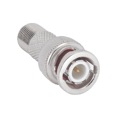 Adaptador en Linea para Video, de Conector BNC Macho a F Hembra, 50 Ohm, Níquel/Oro/Teflón.