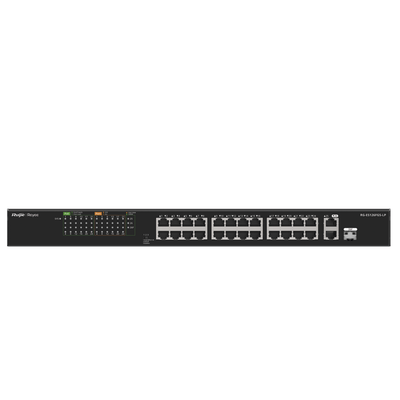 Switch PoE+ No Administrable hasta 180W Ideal para CCTV, 24 Puertos 10/100 y2 Uplinks Gigabit, Carcasa Metálica