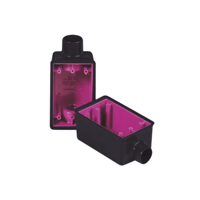 Caja Rectangular de 3/4" / 1 Entrada / Con Recubrimiento exterior de PVC e interior Purpura.