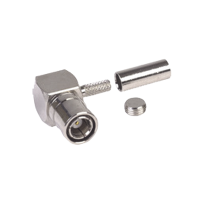 Conector SMB Macho (Plug) en A/R (Pin Hembra), de Anillo Plegable para RG-174/U, Níquel/ Oro/ Teflón.​