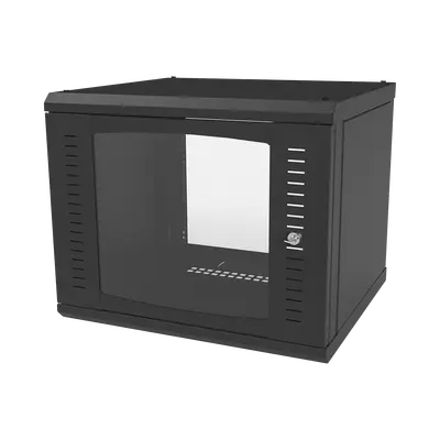 Gabinete para Montaje en Pared Fijo, con 9 Unidades de Rack, de 19in, Puerta de Cristal Templado, Fabricado en Acero