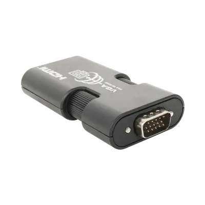 MINI Adaptador de VGA a HDMI / Resolución 1920x1080 @ 60Hz / Jack de audio de 3.5mm / Soporta alimentacion por Micro USB