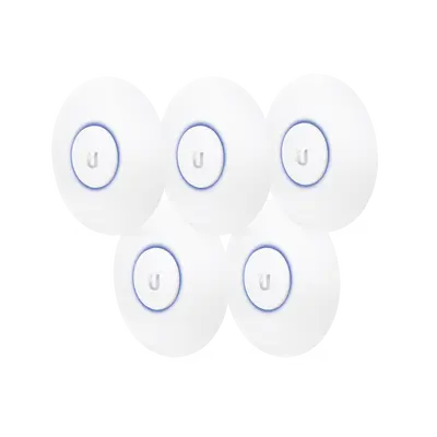 Paquete de 5 Access Point UniFi, doble banda 802.11ac, MIMO 2X2, soporta 100 clientes, hasta 867 Mbps, para interior, PoE 802.3af.