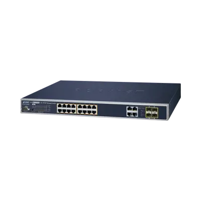 Switch Administrable 16 puertos 10/100/1000 802.3at PoE 230W y 4 puertos GigabitTP/SFP Combo