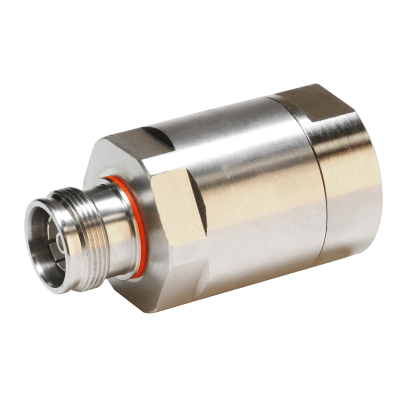 Conector Wireless 4.3-10 Hembra para Cable AVA5-50 y AVA5-50FX / Compatible con AVA5RK-50 / Plating Trimetal Interior Silver / No Presurizable / Longitud 2.52 in / Diámetro 1.37 in / Potencia Promedio 3.0 kW