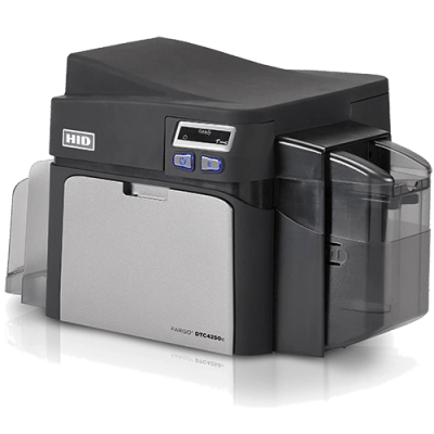 Impresora de Tarjetas ID FARGO DTC4250e / Dye Sublimation y Transferencia Térmica de Resina / Resolución 300 dpi / Seguridad AES-256 / Interfaz USB 2.0 y Ethernet / Capacidad de Tarjeta de Entrada 100 Tarjetas