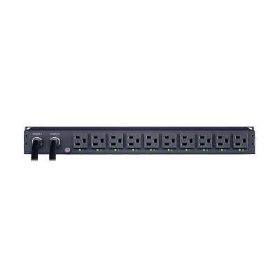 PDU ATS (Fuente Redundante Auto-transferible) Monitoreable, Para Distribución de Energía, 2 Entradas 120 Vca NEMA5-15P, Con 10 Salidas NEMA 5-15R, Horizontal 19in, 1UR