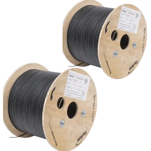 2 Carretes de 2 km de Fibra Óptica Drop, Interior/Exterior G.657A2 Monomodo de 1 hilo (unifibra), Dieléctrica, Forro Negro