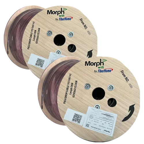 2 Carretes de 1 km de Fibra Óptica Aérea Mini Figura 8 G.657A2 tipo Drop, Monomodo de 1 Hilo (unifibra), Color Negro, Span 80