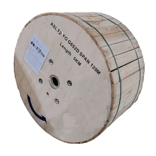 Carrete de 5 km de Fibra Óptica GM Aérea ASU G.652D, Monomodo de 12 Hilos, Exterior, Span 120, fibra YOFC