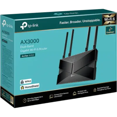 Router Wi-Fi 6 AX3000 / Doble Banda Gigabit / 3.0 Gbps / OFDMA / HE160 / 4 Antenas Fijas de Alto Rendimiento / EasyMesh / HomeShield / WPA3 - Imagen 4