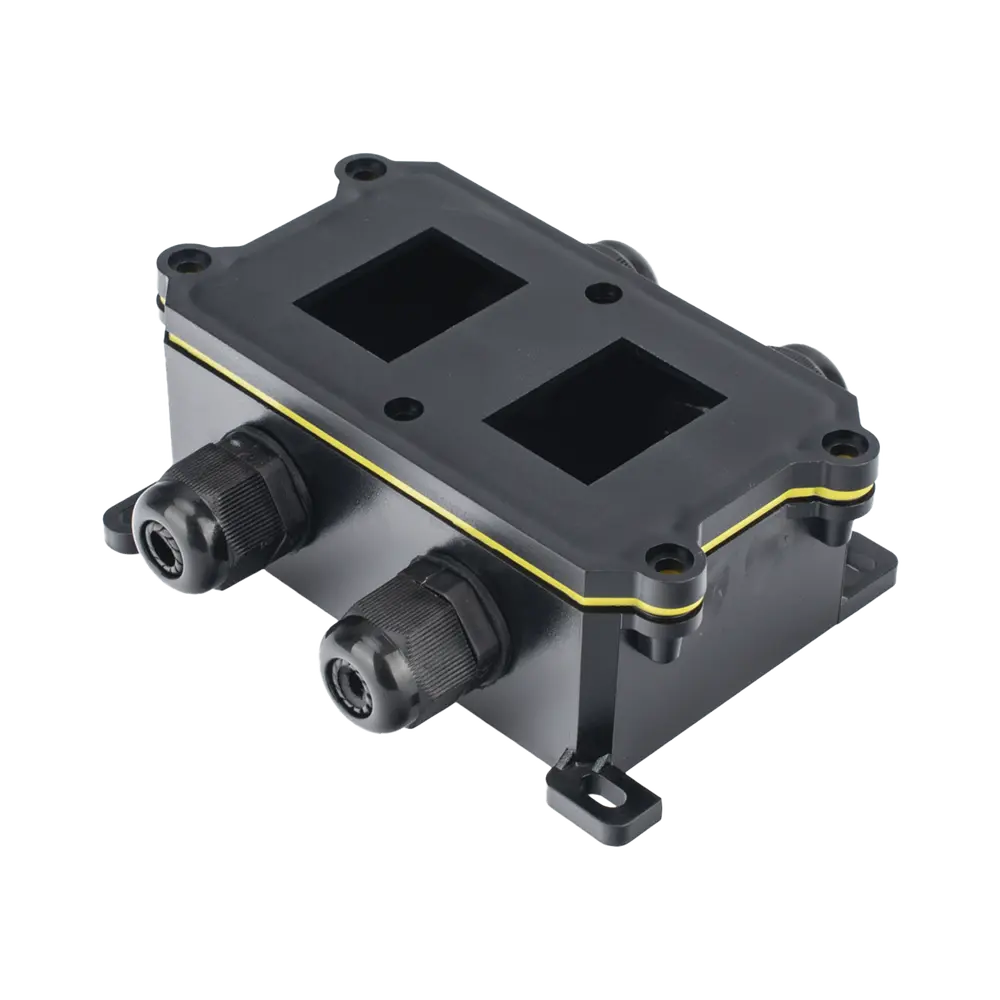 Caja de Montaje Superficial / 2 Espacios para Interruptores / IP65 / 4 Puertos PG9 / ABS/PA66 Retardante a la Flama / 104 x 119 x 40 mm - Imagen 2