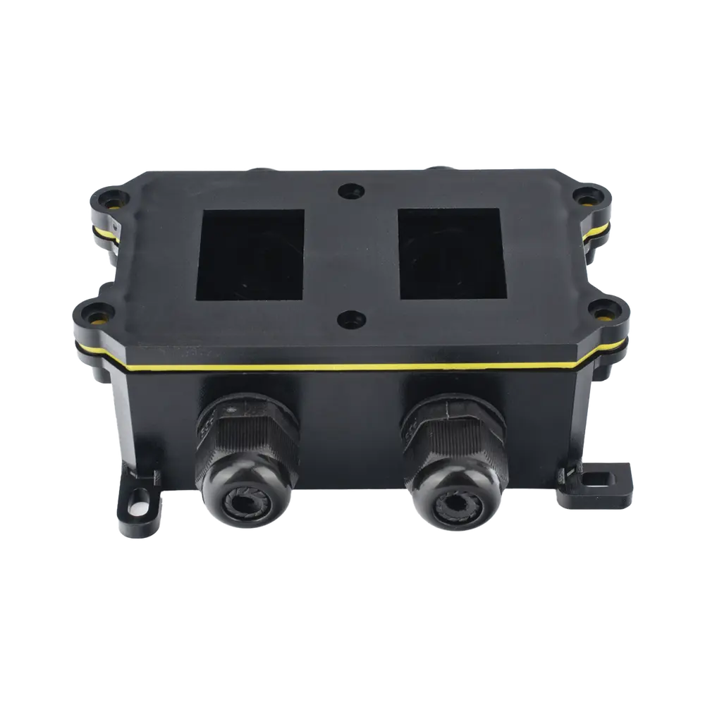 Caja de Montaje Superficial / 2 Espacios para Interruptores / IP65 / 4 Puertos PG9 / ABS/PA66 Retardante a la Flama / 104 x 119 x 40 mm - Imagen 3
