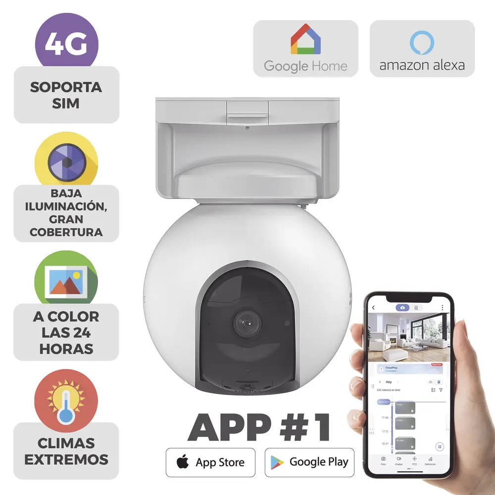 Cámara IP 4G / 3 Megapixel / Batería 10400 mAh / Visión Nocturna Color 15 m (49.2 ft) / Audio 100 dB / Exterior - Imagen 2