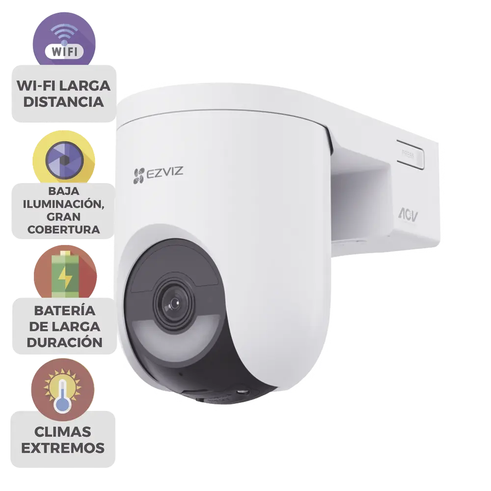 Cámara IP PT / 2K+ 4 Megapixel / Wi-Fi 6 + 4G LTE / Batería 5200 mAh / IP65 / IR 15 m (49.2 ft) / PTZ 340° Pan / 80° Tilt