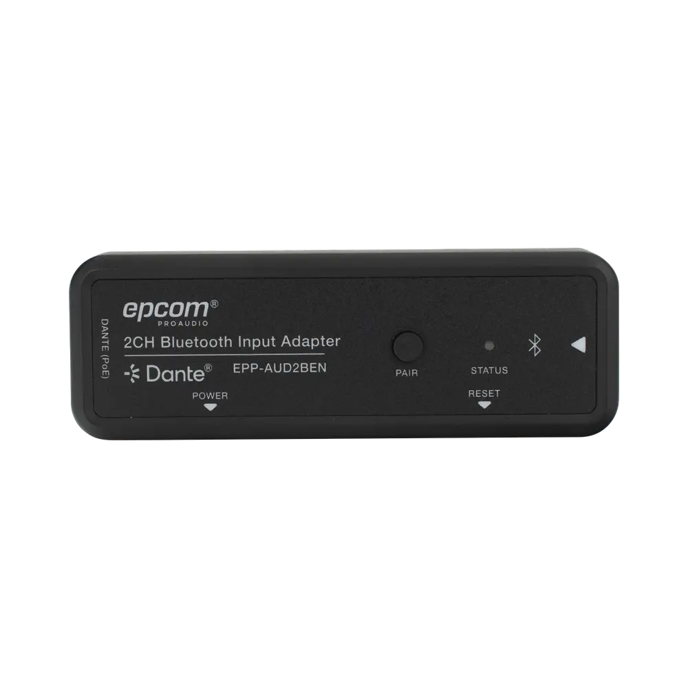 Extensor de Audio / Entrada Bluetooth 2 Canales / Salida Dante® Digital / Latencia 1-5 ms / PoE / Transmisión 100 m (328 ft)