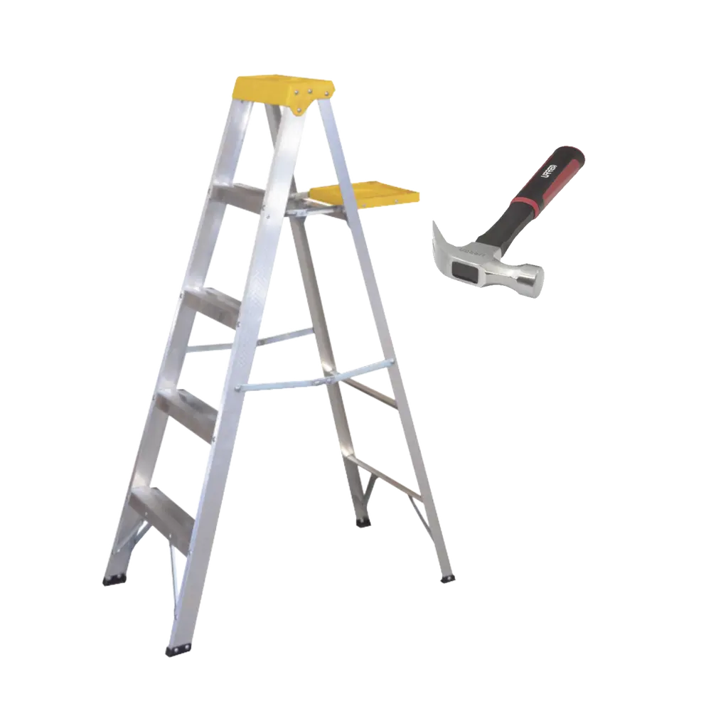 Kit Escalera y Martillo / 1.85 m (6.07 ft) / 90 kg / Aluminio / Martillo 16 oz