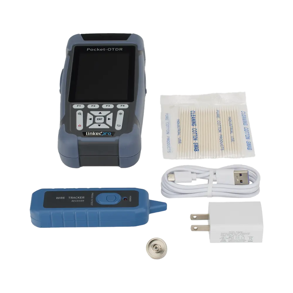 Mini OTDR para Fibra Óptica / Monomodo 1310nm y 1550nm / Rango Dinámico 24dB/22dB / VFL 10mW / OPM Integrado / Mapeo RJ45 / Alcance 128 km / Pantalla 3.5" / 12 Horas de Medición Continua - Imagen 7