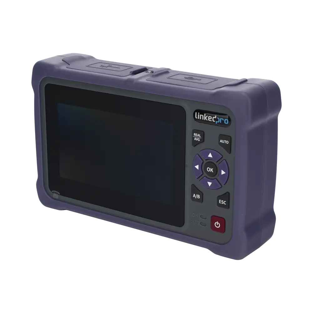 OTDR Touch / Fibra Óptica Multimodo / 850nm y 1300nm / Rango Dinámico 22/24 dB / Zona Muerta 1.5 m (4.9 ft) / VFL 10mW / OPM / Mapeo RJ45 / Batería 5000 mAh