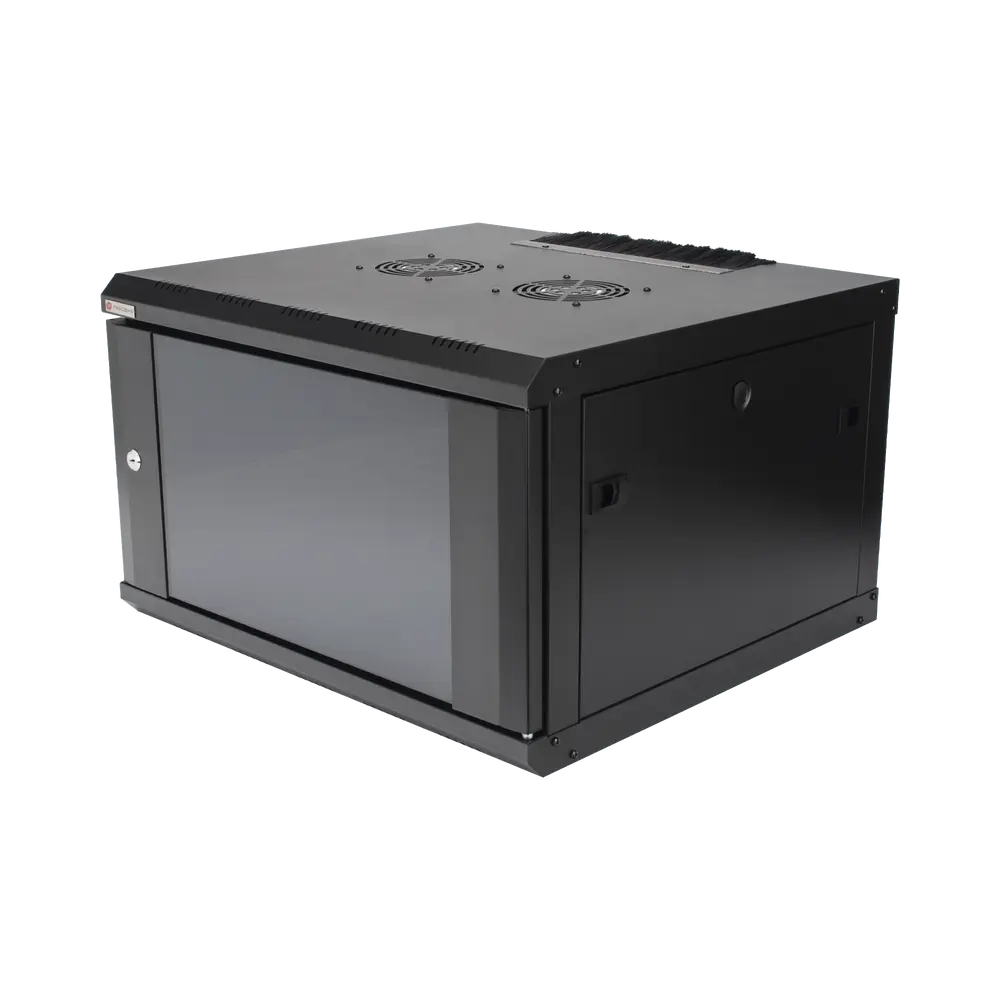 Gabinete de Pared 19 in / 6U / Profundidad 455 mm (17.9 in) / Cristal Templado / Carga 60 kg / 2 Ventiladores / Panel Cepillo - Imagen 2