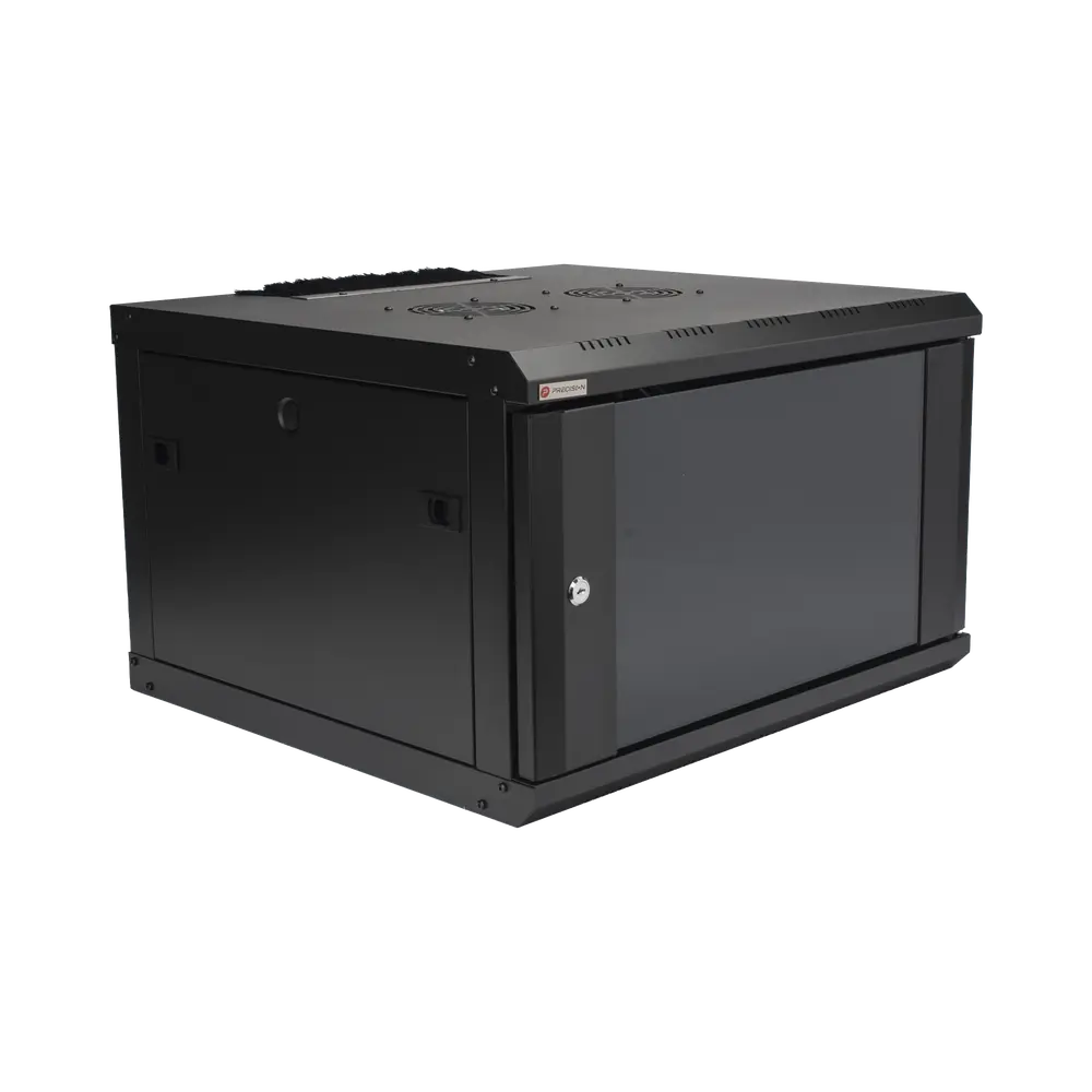 Gabinete de Pared 19 in / 6U / Profundidad 455 mm (17.9 in) / Cristal Templado / Carga 60 kg / 2 Ventiladores / Panel Cepillo - Imagen 3
