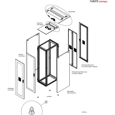 Gabinete de Telecomunicaciones / 48 UR / 2350 x 800 x 1200 mm (7.7 x 2.6 x 3.9 ft) / Acero Negro RAL 9005 / Puertas Perforadas / Certificaciones UL-cUL - Imagen 2