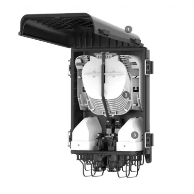 Caja de Distribución Óptica Preconectorizada / IP68 / 96 Empalmes / 2 Splitters 1x4 / 8 Puertos / Exterior - Imagen 3