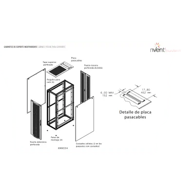 Gabinete para Servidores / 42 UR / Acero 16ga / Puertas Perforadas Frontal y Trasera / Profundidad Extendida 1200 mm / Ancho 600 mm - Imagen 2