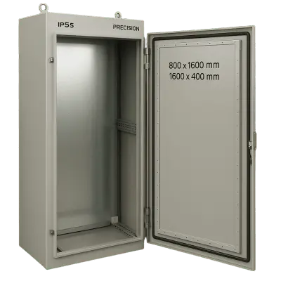 Gabinete de Acero IP55 / 800 x 1600 x 400 mm / IK10 / Carga 80 kg / Placa Trasera 750 x 1565 mm / Exterior - Imagen 2