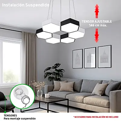 Lampara LED Poligonal de 18 W / 1 800 lm / 127-265V~50/60Hz / Acabado Blanco Mate / Angulo de Luz 140° / Dimensiones 230 x 60 mm (Largo y Alto) / Sobreponer /Luz Fría 6 500 K - Imagen 7