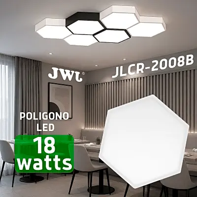 Lampara LED Poligonal de 18 W / 1 800 lm / 127-265V~50/60Hz / Acabado Blanco Mate / Angulo de Luz 140° / Dimensiones 230 x 60 mm (Largo y Alto) / Sobreponer /Luz Fría 6 500 K - Imagen 5