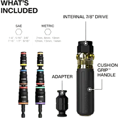 Desarmador de Impacto / 14 en 1 / Magneto de Tierras Raras / Almacenamiento Dual / Asistente de Torque / Dados 7-14 mm - Imagen 2