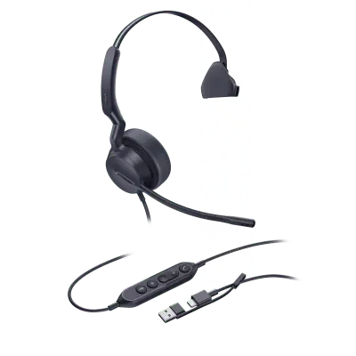 Auriculares Mono USB / Cancelación de Ruido AI Dual-Mic / Altavoz 35 mm / USB-C con Adaptador A / Indicador de Ocupado / Microsoft Teams - Imagen 2