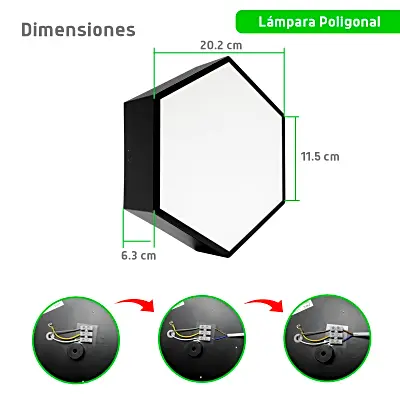 Lampara LED Poligonal de 18 W / 1 800 lm / 127-265V~50/60Hz / Acabado Blanco Mate / Angulo de Luz 140° / Dimensiones 230 x 60 mm (Largo y Alto) / Sobreponer /Luz Fría 6 500 K - Imagen 3