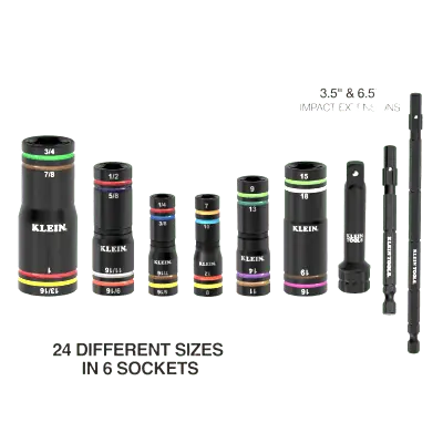 Juego de Sockets de Impacto / 4 Tamaños Hex en 1 Socket / Profundidad Extendida / Acción por Resorte / Sistema Modular de Almacenamiento / Código de Colores - Imagen 4