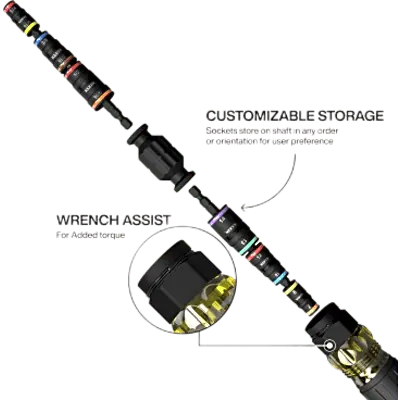 Desarmador de Impacto / 14 en 1 / Magneto de Tierras Raras / Almacenamiento Dual / Asistente de Torque / Dados 7-14 mm - Imagen 5
