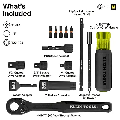 Juego de Dados de Impacto / Paso a Través / 39 Piezas / SAE y Métrico / Sistema KNECT / Adaptador 3/8" - Imagen 3