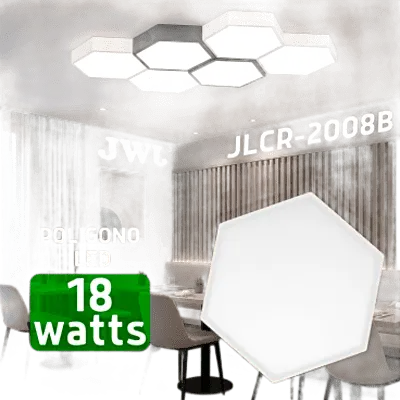 Lámpara LED Poligonal / 18 W / 1 800 lm / 6 500 K / 140° / Montaje Sobreponer o Suspendido / 85-265V~ 50/60 Hz - Imagen 3