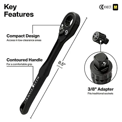 Juego de Dados de Impacto / Paso a Través / 39 Piezas / SAE y Métrico / Sistema KNECT / Adaptador 3/8" - Imagen 5